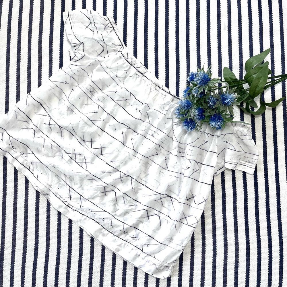Cloth & Stone Off The Shoulder White Boho Print Cropped Top Small